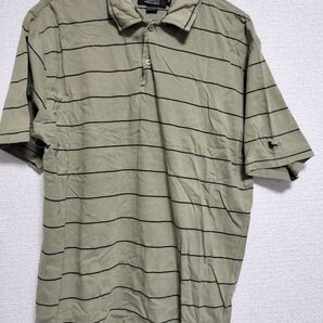 MODERN AMUSEMENT ポロシャツ カーキ ストライプ メンズ