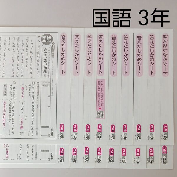 国語 カラーテスト 3年 光村図書 解答 答え たしかめシート 小学校