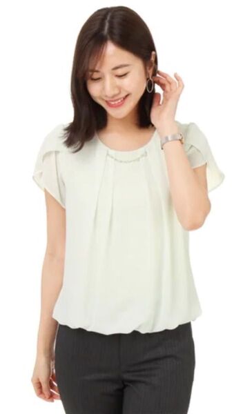 洋服の青山 チューリップ袖 シフォンブラウス