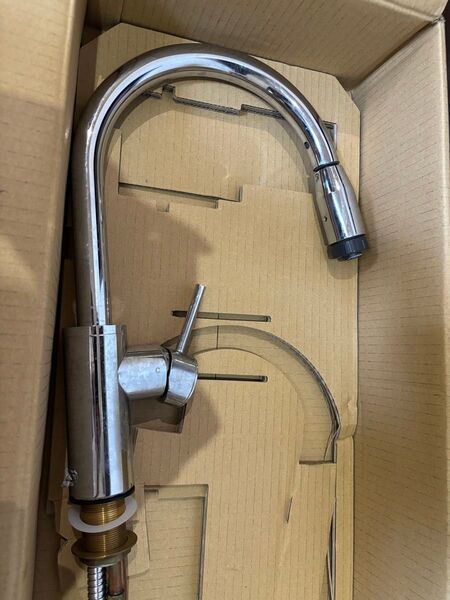 パナソニック 水栓金具 グースネット水栓 ハンドシャワー付 一般地仕様 KVK製 QSKM807PC Panasonic 中古