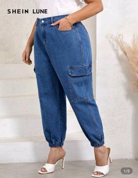 SHEIN カーゴパンツ デニム ブルー ジョガーパンツ おまけキャミ付き!