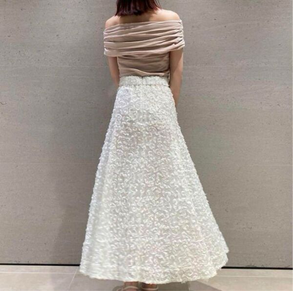 SNIDEL スナイデル チュール刺繍スカート ホワイト