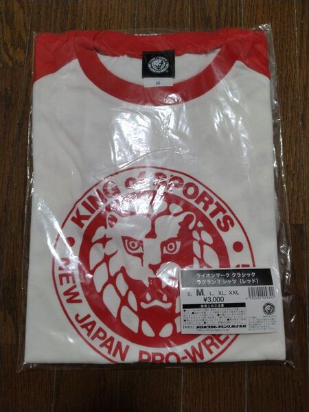 新日本プロレス ライオンマーク クラシック ラグランTシャツ(レッド) Mサイズ
