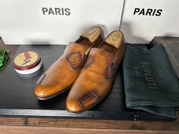 オルガ期 廃番モデル 極美品Berluti ベルルッティ ラピエセルプリゼ スクリット パッチワーク ローファー UK7