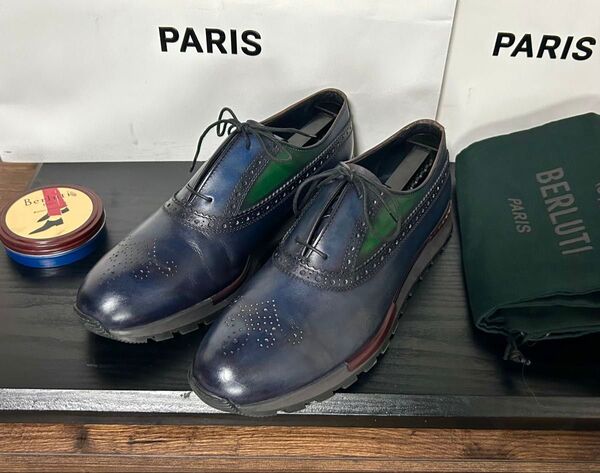 希少カラー Berluti Fast Track ファストトラック パティーヌ レザーシューズ スニーカー 8革靴 26.5cm