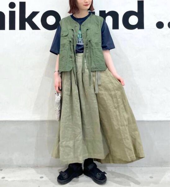 タグ付き新品niko and ...FINEリネンプリーツスカート 人気完売品 M