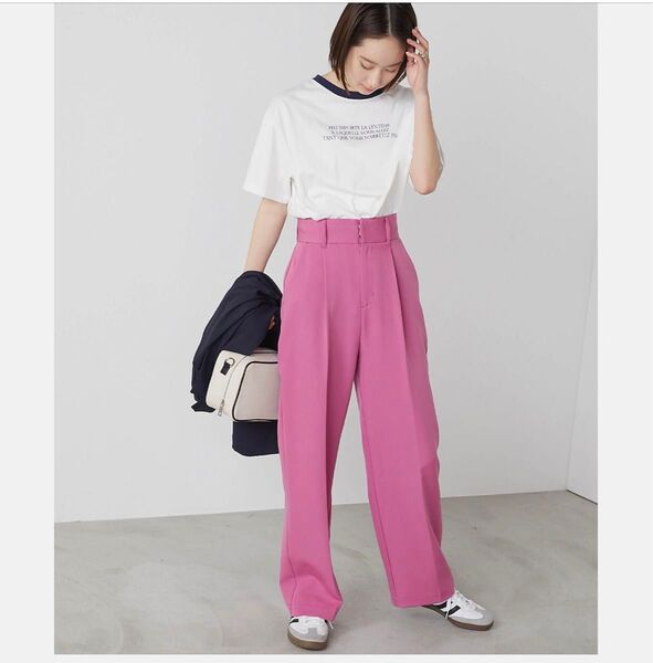 タグ付き新品【forksy.】センタープレス ハイウエストストレートスラックスパンツ L