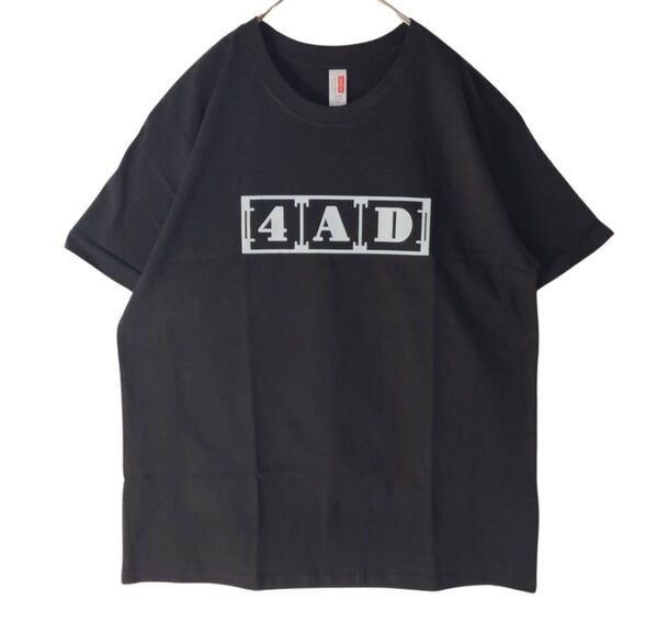【新品】4AD (XL) ポスト・パンク オルタナティヴ・ロック Tシャツ ブラック 黒 半袖 ロゴ XL TEE プリント