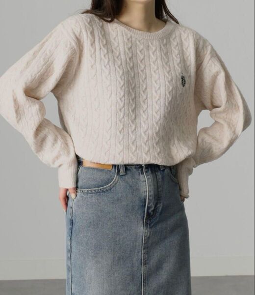 S. POLO ASSN. ケーブルニットセーター Mサイズ ライトベージュ