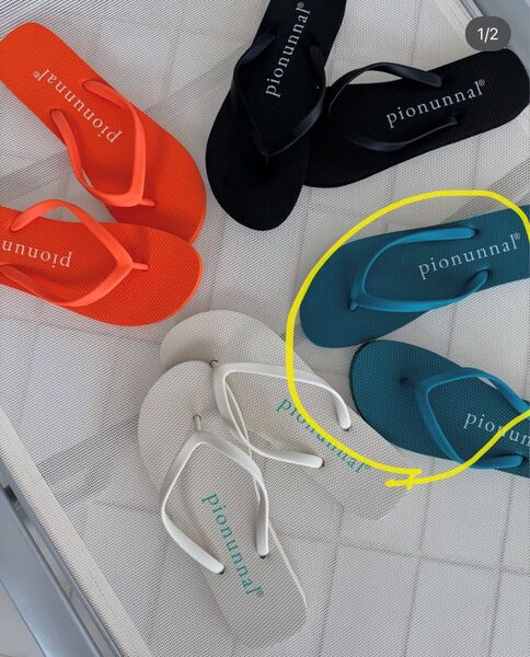 pionunnal ノベルティ ビーチサンダル ターコイズ