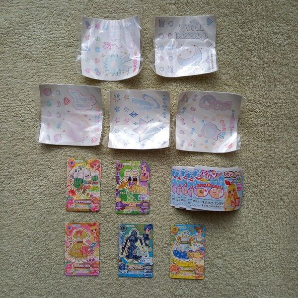 アイカツ! ボディシール 5種 ミニカード付きいちご、あおい、おとめ、さくら、美月