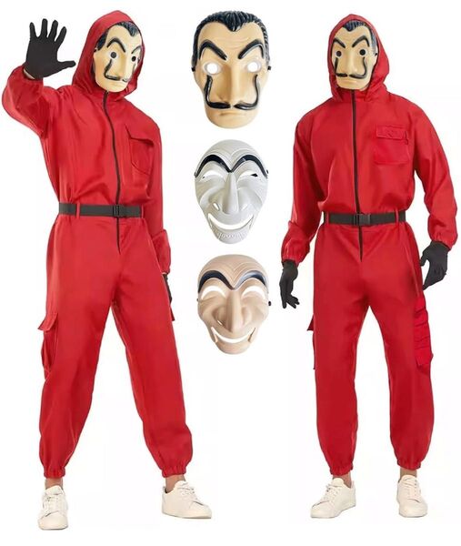 ペーパーハウス コスプレ 連体服 + マスク3点 ハロウィン コスチュームセット 映画 コスチューム クリスマス パーティー 仮装