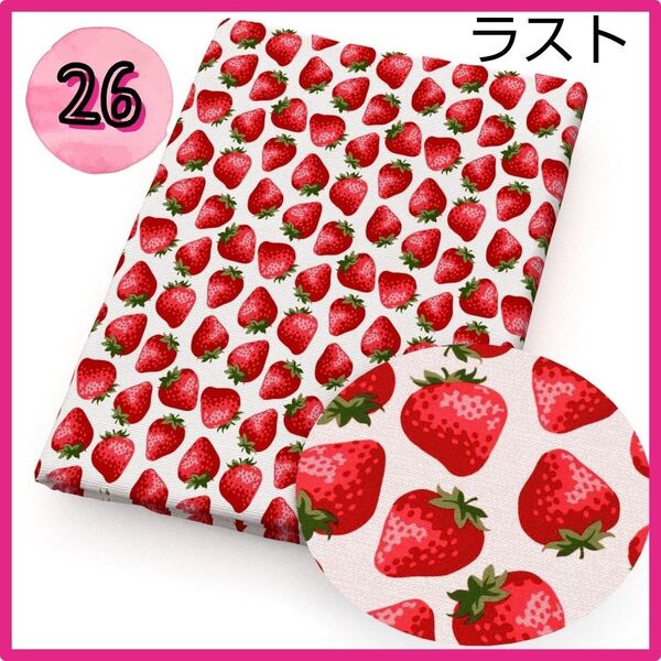 ラスト1点 26 3D 生地 布 ハンドメイド 洋裁 立体 パッチワーク 手芸 猫 ポリエステル 綿 イチゴ 苺 いちご
