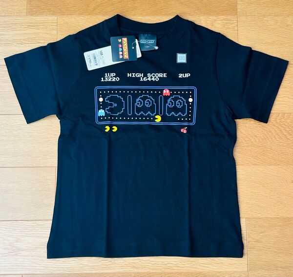 ◆GU パックマン グラフィック Tシャツ キッズ 120サイズ 黒 ブラック 新品未使用タグ付き