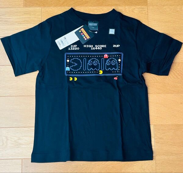◆GU パックマン グラフィック Tシャツ キッズ 130サイズ 黒 ブラック 新品未使用タグ付き