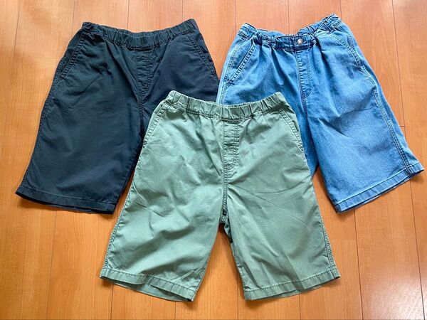 ユニクロキッズ UNICLO 160 ハーフパンツ3枚セット ショートパンツ 半ズボン