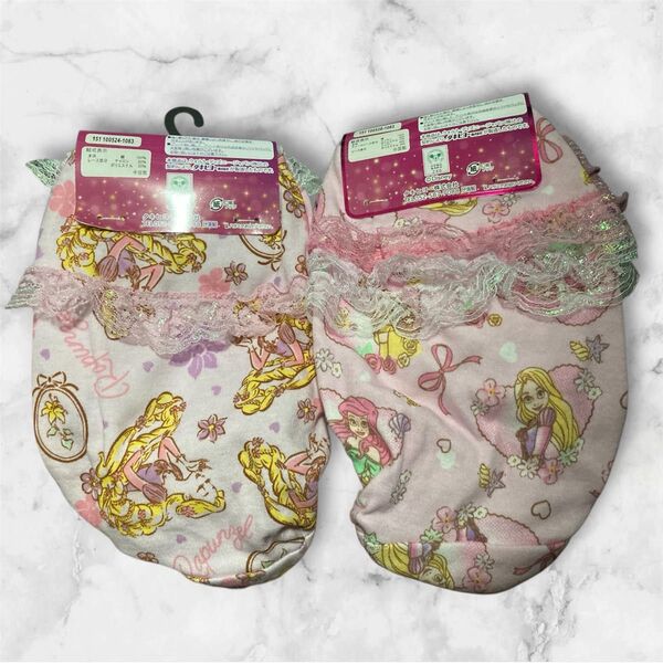 【新品】サイズ120 女児ショーツ ディズニープリンセス ベル アリエル ラプンツェル ガールズ 2点セット