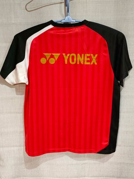 YONEX ドライシャツ ウェア ユニLサイズ ストライプ ゴールドロゴ