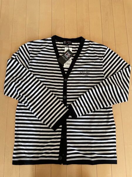 【未使用・新品】タグ付 MK MICHEL KLEIN HOMME ボーダー柄薄手のカーディガン サイズ:52