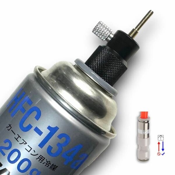 改良版 ガスガン HFC-134a ねじ切り ガス缶 サービス缶 ノズル 詰め替え アダプター セット 注入 バルブ 予備パッキン