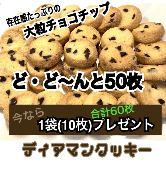 ②手作りディアマンクッキーチョコチップ50枚+プレゼント10枚(計60枚)