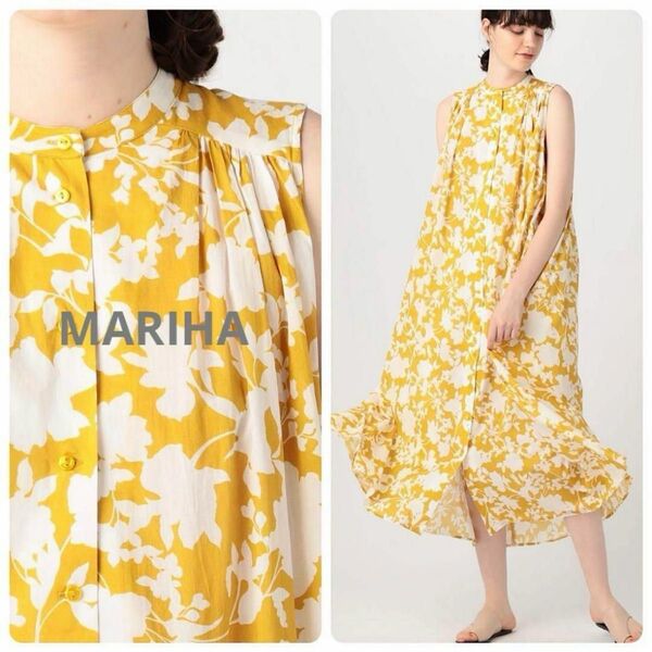 【別注】MARIHA×TOMORROWLAND 小鳥の歌のドレス ノースリーブ マリハ トゥモローランド イエロー コットン