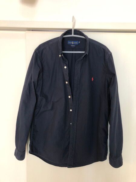 ラルフローレン メンズ M ネイビー 紺 綿100% クラシックフィット 長袖シャツ POLO ボタンダウンシャツ