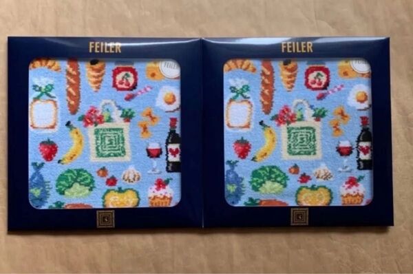 数量限定 フェイラー 紀ノ国屋 コラボ ハンカチ FEILER ブルー&レッド セット