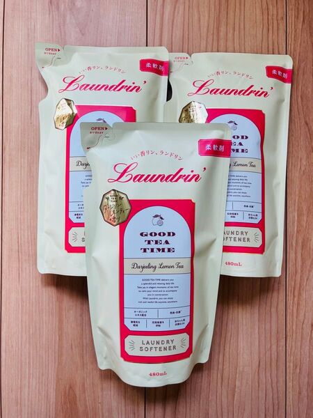 ランドリン ダージリンレモンティーの香り 柔軟剤 詰め替え 詰替 480ml 3個