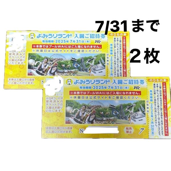 よみうりランド 入園ご招待券 のりもの券付き 招待券 チケット 入園券 よみうりランド入園券 2枚 読売ランド 入場券 ペア