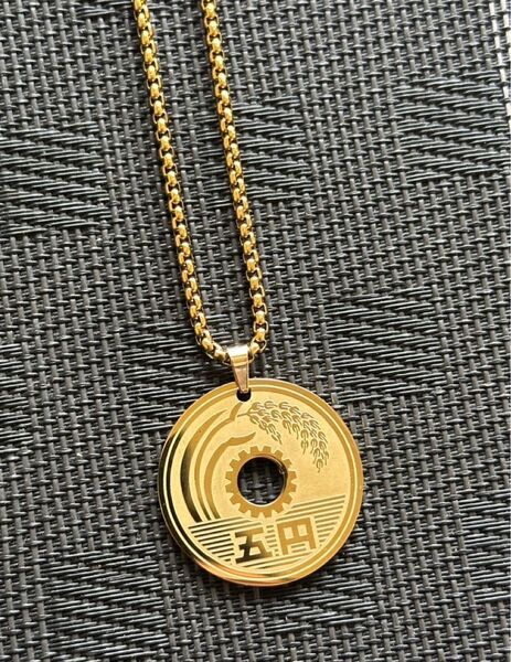 ネックレス 5円 ゴールド チェーン 60cm 外国人 プレゼント コインネックレス アクセサリー ペンダント