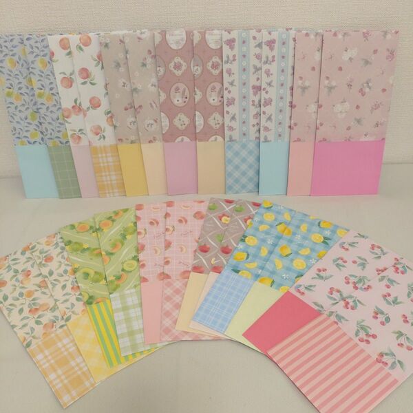 ポチ袋 長封筒 フルーツ柄 まとめ売り 24枚セット ハンドメイド ◇101