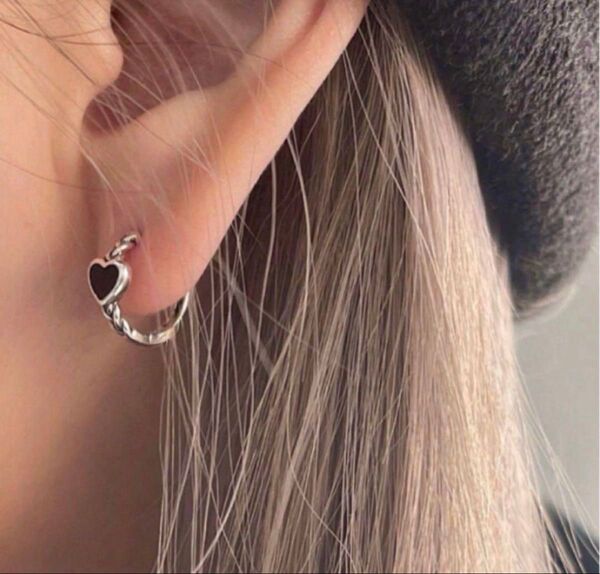 ピアス リングピアス アクセサリー シルバーハート フープピアス かわいい