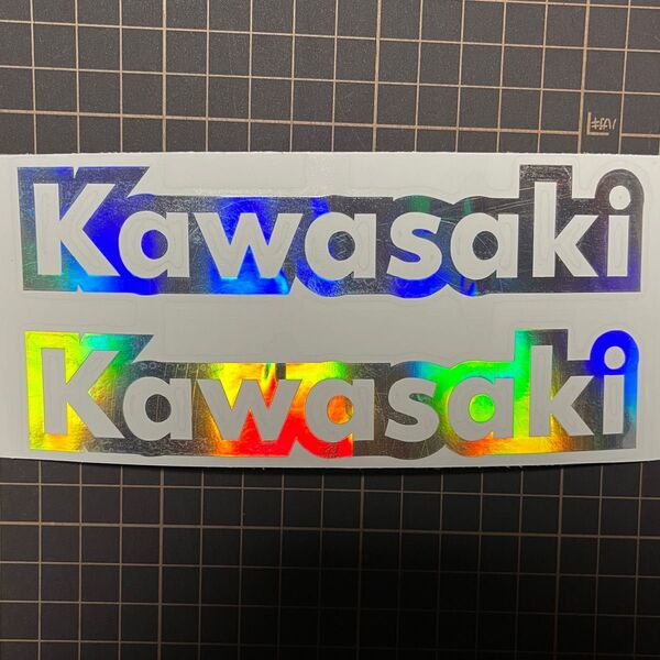 Kawasaki カワサキ カッティングステッカー ホログラム 2枚セット 旧車 RACING 枠文字
