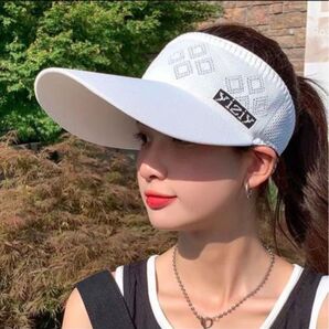 ゴルフウェア サンバイザー レディースニット 春 白 UVカット つば大きめ 日焼け止め 帽子 キャップ スポーツ つば広 ゴルフ