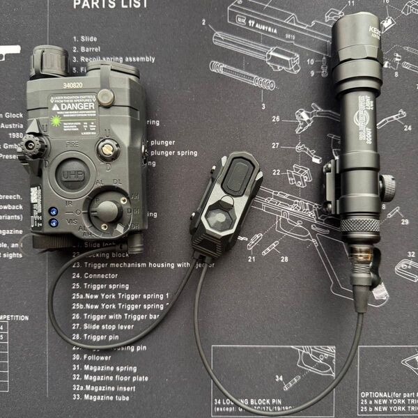 PEQ15 + SUREFIRE M600スカウトライト+デュアルコントロールスイッチ + ハイマウント CO2 ガスガン 対応