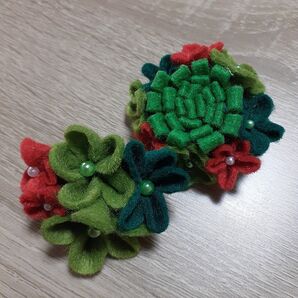 ハンドメイド フェルト ブローチ 花 2個セット ks68