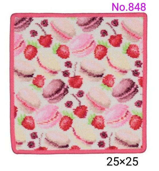 No.848新品★フェイラータオルハンカチ/可愛いマカロンスイーツ柄