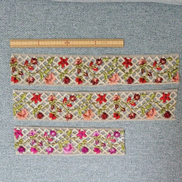 インド刺繍リボン はぎれ 3本セット