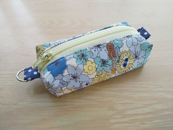 お花猫ミニボックスポーチ 小物入れ ハンドメイド ねこ