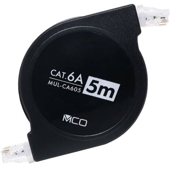 MCO 巻き取り式LANケーブル CAT.6A 5m MUL-CA605 10Gbps 10ギガ 超高速