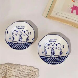 可愛い〜にゃんこ皿 2枚セット※ペアて使えます。