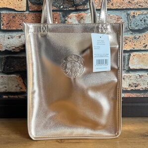 新品 STARBUCKS ホリデー2024 ショッパーバッグ メタリックゴールド スターバックス スタバ
