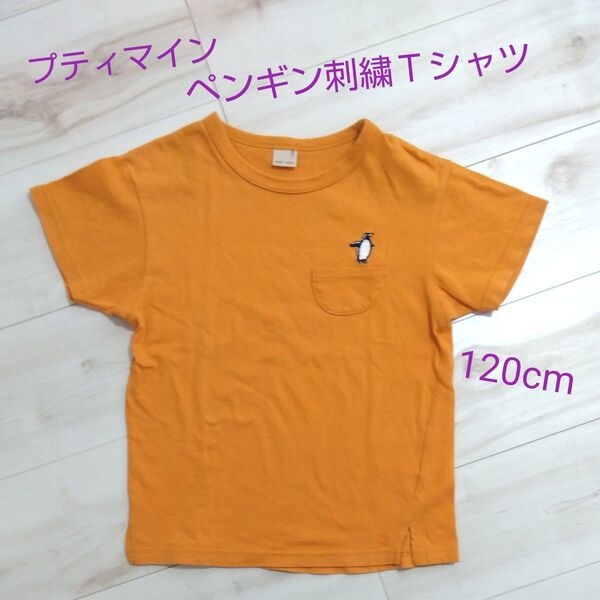 プティマインペンギン刺繍Tシャツ120cm