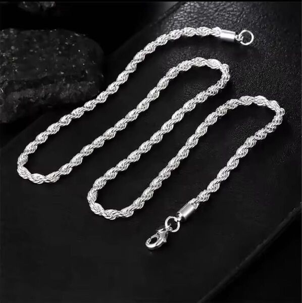 500円引き中!silver925 ツイストロープチェーンネックレス 50cm シルバー チェーン