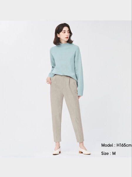 GU 起毛タックテーパードパンツ S 丈標準 ベージュ
