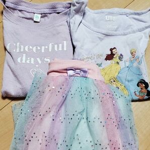 ディズニープリンセス Tシャツとチュチュスカートセット 110、120 女の子 子ども服