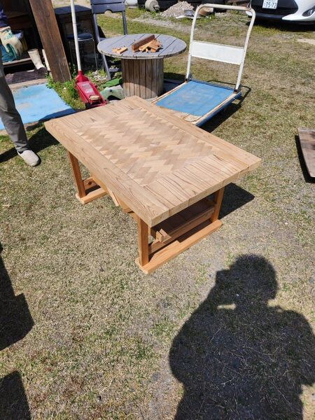 ハンドメイド 木製テーブル 古材風