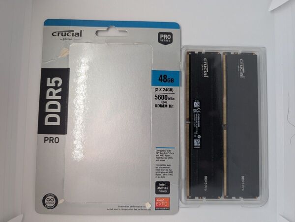 Crucial DDR5-5600 PC5-44800 24GBx2枚 合計48GB 起動確認済み 保証書(納品書)付き