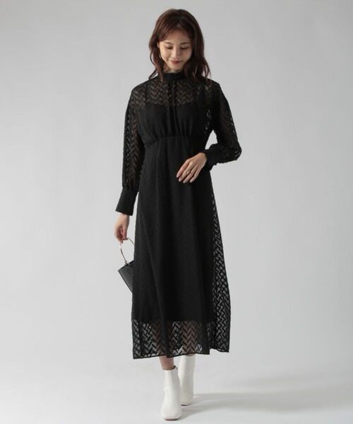 美品 エジック ロングワンピース レディース M ブラック ワンピース オケージョン フォーマル ドレス お呼ばれ 結婚式